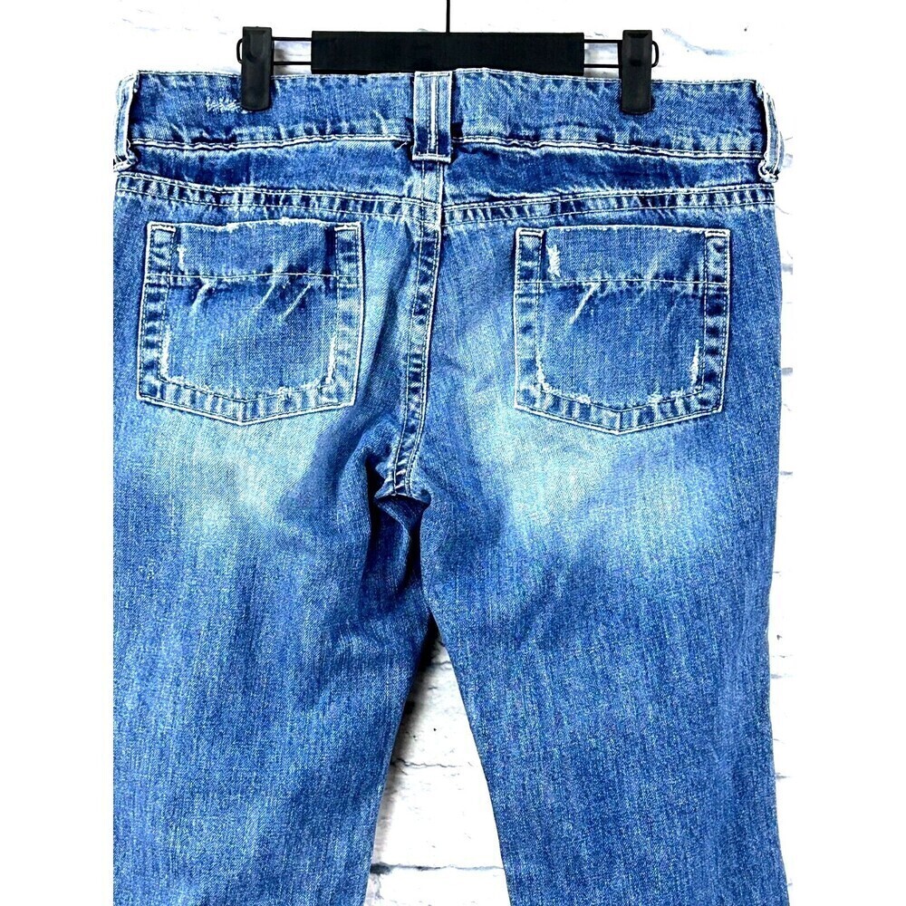 Old Navy Womens Sz 10/12 Ultra Low Waist Denim Jean Cropped Cuffed Distressed - Picture 9 of 12